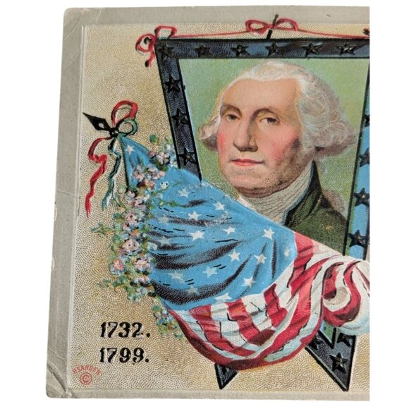 Antique Washingtons Inauguration Postcard 1732-1799 Vintage Patriotic Memorabili - Picture 2 of 8